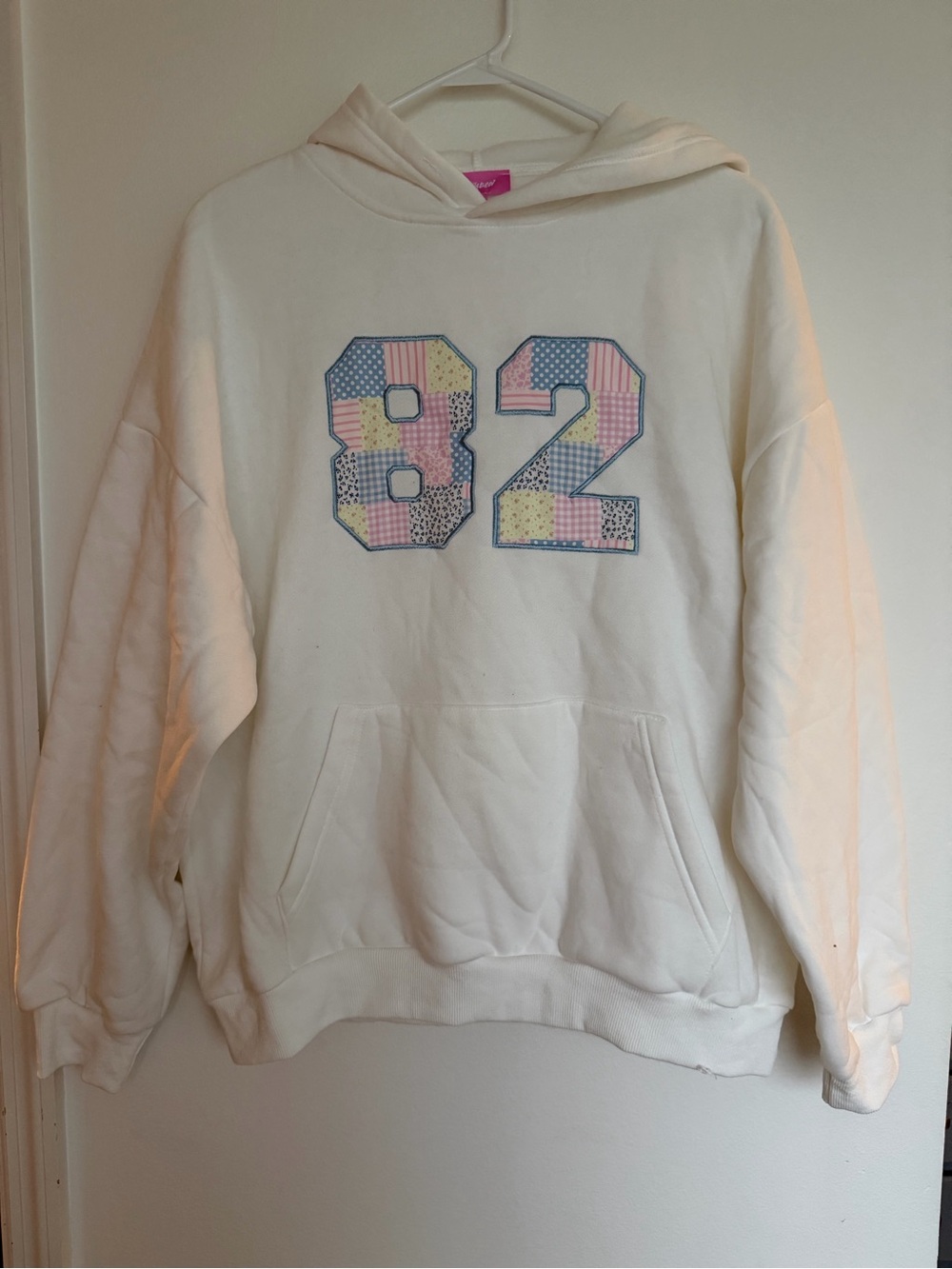 Edikted Cream Hoodie with Pastel '82 Patch